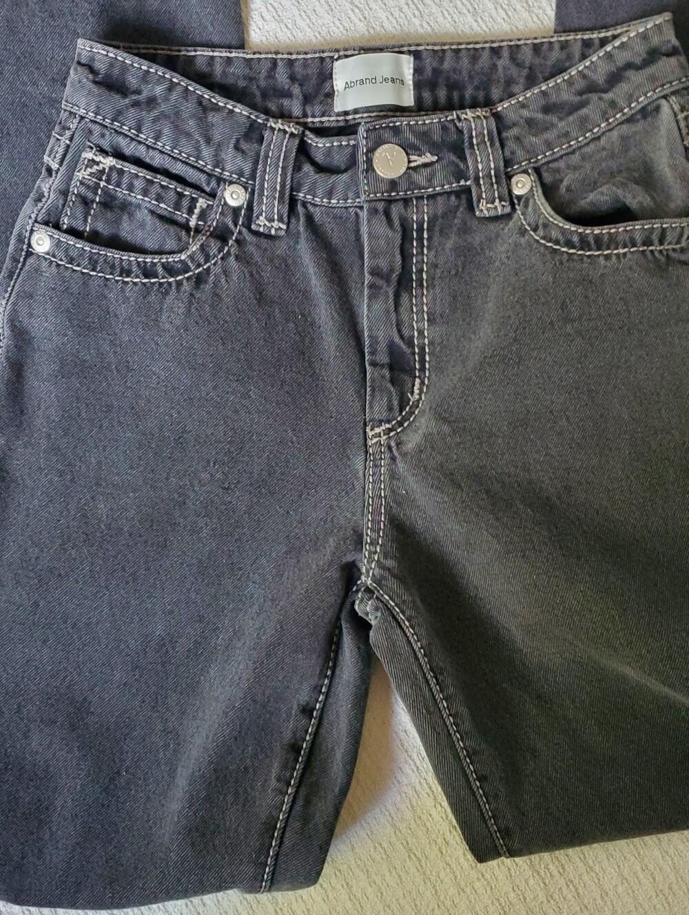 Abrand 95 Mid Baggy Jeans Size 24 Washed Black Charcoal Wide Leg Y2K
